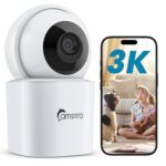 CAMSTRO 3K Überwachungskamera Innen (5MP), WLAN Kamera mit 355° Schwenken & 120° Neigen, 2,4/5GHz Dualband, 24/7 Aufnahme, Nachtsicht 10 m, Zwei-Wege-Audio, SD-/Cloud-Speicher, Kompatibel mit Alexa