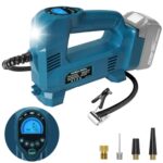 QUPERR Akku Kompressor kompatibel mit Makita 18V Akku, Elektrischer Luftkompressor bis 10,34 bar mit LED-Licht & Autostopp, Tragbare Luftpumpe für Auto, Motorrad, Fahrrad, Bälle (ohne Akku)
