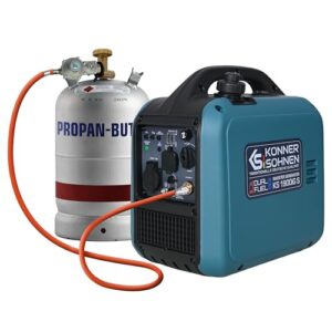 Könner & Söhnen Inverter Stromerzeuger KS 1900iG S, 2000W Dual Fuel Generator (LPG/Benzin), Notstromaggregat Leise, 17kg Ultraleicht, Reine Sinuswelle, Eco-Mode, USB, Euro-5
