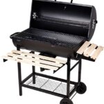 SunJas Grillwagen Holzkohlegrill, BBQ Grill Holzkohle mit Rädern, Anthrazit Standgrill, Grillkamin inkl. integriertes Thermometer und Lüftungsschieber, Gartengrill, Grillfläche: 70X38.5 cm