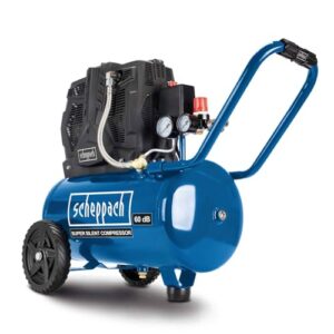 Scheppach HC25Si Super-Silent Kompressor Leisekompressor | 1100W Leistung | 8bar Arbeitsdruck | 24L Kessel | ölfrei & wartungsarm | Ansaugleistung 230 L/min Doppelzylinder | inkl. Fahrvorrichtung