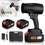 Laubbläser Akku Turbo Gebläse – 500.000 U/min / 1200 g Power Blower mit 2 x 48 V wiederaufladbaren Akkus – Tragbares Akku Gebläse zum zum Entfernen von Laub, Staub & Schnee