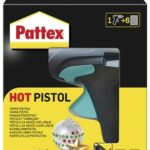 Pattex Heißklebepistole / Klebepistole mit mechanischem Vorschub und hitzeisolierter Düse / Set mit Pattex Heißklebepistole + 6 Klebesticks, Ø 11 mm
