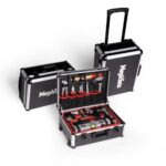 Mephisto Werkzeugkoffer - Werkzeugtrolley - Premium XXL Werkzeugset mit GS und VDE zertifiziertem Chrom- Vanadium Werkzeug bestückt Bitaufsatzadpter, Elektrikerschraubendreher uvm. 131 tlg.