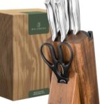 WALDWERK Messerblock - 7-teiliges Messerset mit Messerblock und integriertem Messerschärfer - Block mit Messer - Küchenmesser Set - Messerset mit Block - Messer Set