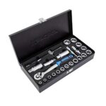 Karcher Steckschlüsselsatz 24-teilig 3/8" - hochwertiger Ratschenkasten mit Werkzeug aus Chrom Vanadium