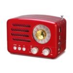 PRUNUS J-160 AM/FM/SW Retro Radio mit Bluetooth, Nostalgie Radio Klein mit 1800mAh Akku, Kleines Radios Küchenradio, Transistorradio Unterstützt USB/TF/Aux Funktion.(Rot)