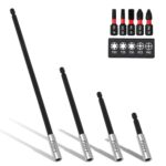 Folzirt 4 Stück 60/100/150/300mm lang schnellwechsel magnetischer Bithalter mit 25mm Bits für Akkuschrauber, 1/4" Sechskantschaft Bohrer Verlängerung für Schlagschrauber, Trockenbau Bits Aufsatz