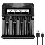 AA AAA 18650 Akku ladegerät, 4 Slot Smart Universal Ladegerät mit LCD Display Schnellladung für 26650 21700 16340 14500 18350 18500 AA AAA (nur Ladegerät)