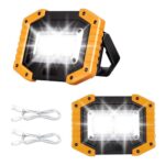 30W LED Akku Strahler Baustrahler Wiederaufladbare Superhell Baustellenlampe 3 Lichtmodi Arbeitsleuchte Wasserdichtes COB USB Campinglampe für Garage Outdoor Camping Notfall Baustellen, 2 Stück