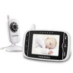 HelloBaby Babyphone mit Kamera HB32 3.2" Digital Funk TFT LCD Drahtloser Baby Monitor mit Kamera, Nachtsicht-Temperaturüberwachung u. 2 Weise Talkback System Weiß
