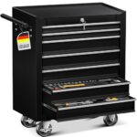 MASKO Werkstattwagen mit 7 Schubladen unbestückt - Abschließbarer Rollwagen aus massivem Metall ohne Werkzeug, Mobiler Werkzeugschrank auf Rollen für Werkstatt Garage Baustelle