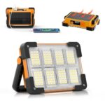DANCINGBOAR 30W LED Baustrahler Akku Solar Arbeitsleuchte Tragbare, 4 Modi LED Strahler Akku USB Wiederaufladbare 5400 mAh PowerBank für Camping, Werkstatt, Outdoor, Garage, Keller, Notfall