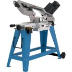 GÜDE Metallbandsäge MBSD 116 (550 Watt Leistung, 115 mm Schnittleistung, Inkl. Untergestell und LED Digitalanzeige) 40557 blau grau