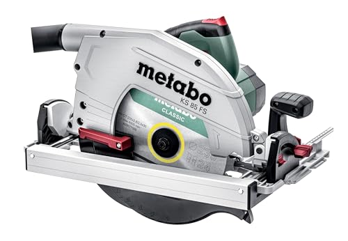 metabo Handkreissäge KS 85 FS - 2000 W, 235 mm Sägeblatt-Ø, 85 mm Schnitttiefe, 4500 U/min - Extrem leichte Aluminium-Führungsplatte, rutschfester Softgrip - Inkl. Kunststoffkoffer und Zubehör