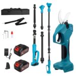 HIUYRFS Akku Astschere Teleskop,40MM 2-IN-1 Akku Gartenschere mit Teleskopstiel mit 2X 3000 mAh Akkus, 2.4m Reichweite, 800W Astschere Akku mit Bürstenlosem Motor für Gartenarbeit, Obstbäume