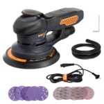 MAXXT Bürstenlos Orbital-Schleifer für 6-Zoll-Papiere, Elektro-Random-Orbital-Schleifer mit 10000 U/min, 10 Schleifpapieren im Lieferumfang und 6 variablen Geschwindigkeiten