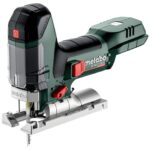 metabo Akku-Stichsäge ST 18 LT 130 BL - 18 V, 130 mm Schnitttiefe - Pendelhub, LED-Licht, werkzeugloser Sägeblattwechsel, Späneblasfunktion, Absaugung, für Holz, Metall & Kunststoff - Inkl. Zubehör