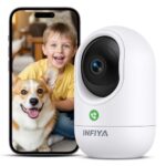 INFIYA Überwachungskamera Innen - 2K Kamera Überwachung Innen, Babyphone mit Kamera, WLAN Indoor Camera, Hundekamera mit APP, One-Touch-Anruf, Automatische Verfolgung, Nachtsicht, Bewegungserkennung