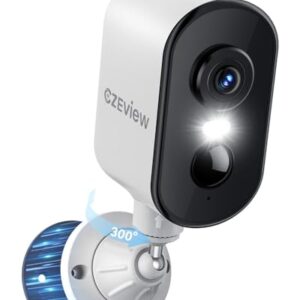 CZEview 2K Überwachungskamera Aussen Akku, Magnetische Montage, 300° Horizontaler PTZ,Bewegungserkennung, WLAN Kabellose Überwachungskamera außen/innen, 2.4G, 2-Wege Audio, Farbige Nachtsicht, IP65