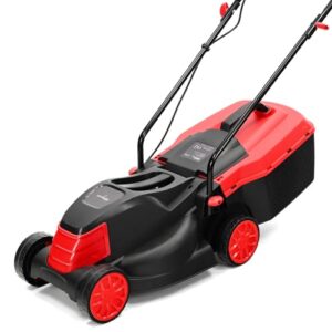 LEHMANN Elektro-Rasenmäher, 1200 W, 32 cm Schnittbreite, 25 L Fangkorb, 3-stufige Schnitthöheneinstellung von 25 bis 65 mm, empfohlen für Rasenflächen bis 500 m², 3450 U/min, Schwarz/Rot