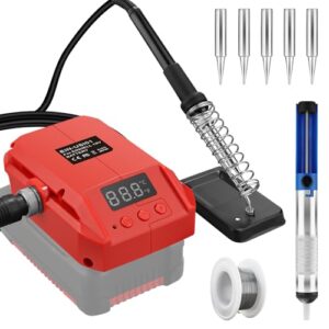 Cordless Lötkolben Set für Einhell 18V Power X-Change Akku, 60W LCD Einstellbar Temperatur 180-480°C, mit ON/OFF Schalter, Saugstab, Lötkolbenständer für Elektrische Arbeiten