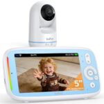 Boifun Babyphone mit Kamera, 5" IPS Video Babyfon ohne WLAN, PTZ 360 Grad Nachtsicht, Geräusch-/Temperaturerkennung, Plug & Play, 300m Hohe Reichweite, 3050mAh Akku, Zwei-Wege Audio, Wiegenlieder