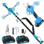 Veitorld Astschere Teleskop, 40MM Akku Gartenschere mit Abnehmbaren Teleskopstange (130-245 cm), Elektrische Garten Schere mit Akku 2x2000mAh für Äste, Obstbaum, Geschenke für Männer zu Valentinstag