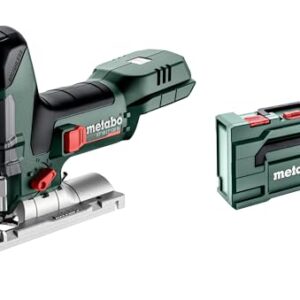 metabo Akku-Stichsäge ST 18 LT 130 BL - 18 V, 130 mm Schnitttiefe - Pendelhub, LED-Licht, werkzeugloser Sägeblattwechsel, Späneblasfunktion, Absaugung, für Holz, Metall & Kunststoff - Inkl. metaBOX