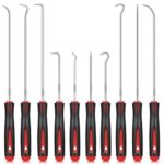 TXXATX 10-Teilig Pick und Haken Set Rot Wellendichtring Werkzeug 24 cm und 16,5 cm Haken Werkzeug Universal Präzision Haken für Öl-Ringe O-Ring Dichtung Auto Schläuchen Demontage Werkzeug