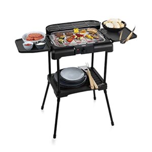 Princess 2-in-1 Elektrischer Grill mit klappbaren Seitenteilen – 2200 Watt, 44 x 24,5 cm Grillfläche, Standgrill und Tischgrill, 112250