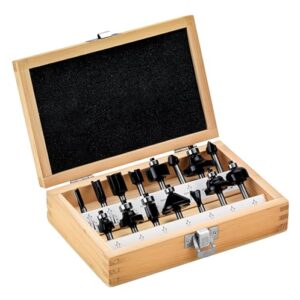 metabo Fräsersortiment SP 6 mm 15‑teilig - Vielseitiges Fräser‑Set für Holz mit Nut‑, Fase‑, V‑Nut‑, Abrund‑, Profil‑ und Falzfräsern, präzise Kantenbearbeitung - Kompatibel mit Ober‑ und Kantenfräsen