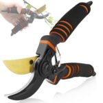 NewGF Gartenschere,Pflanzenschonende Baumschere mit Bypass-Schneide für frische Äste und Zweige,Rostfreier Stahl-Stahlklinge,integrierte Feder im Grif,max. Schneid-Durchmesser 25 mm,orange