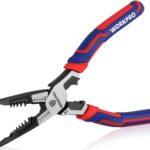 WORKPRO Spitzzange 195mm Flachrundzange Multifunktionale Zange Cr-V Stahl Drahtschneider zum Abisolieren Kabelschneiden, für Heimwerker, Profis, DIY, Reparatur