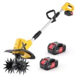 Akku-Gartenfräse: 21-V-Elektro-Motorhacke mit 2 x 4,0-Ah-Akkus und Ladegerät, 23 cm Fräsbreite, 17 cm Frästiefe, Motorhacke für die Rasenbodenbearbeitung