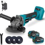 Yofidra 125mm Akku Winkelschleifer - 3 Gang Bürstenloser Set mit 2 3.0Ah Akku, 3 Trennscheiben, 21V Winkelschleifer 5600rpm für Metall, Fliesen und Stein Schneiden & Schleifen