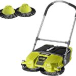 Ryobi Kabellos Akku-Kehrmaschine (18 V, Kehrbreite 53 cm, Kickschalter, Auffangbehälter 17 l, ohne Akku) R18SW3, Grün & RAKDSB02 Ersatzbürsten, 2 Stück