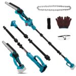 2 in 1 Akku Astsäge Mini Kettensäge Kompatibel mit Makita 18V, 8 Zoll Bürstenlose Kettensäge mit Teleskopstange, Ausziehbar bis 4,5m für Baumschnitt, Astschnitt und Gartenpflege (Ohne Akku)