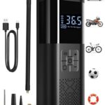 SERVOMASTER Elektrische Luftpumpe, Akku Kompressor 150PSI, Akku Luftpumpe Fahrrad mit Auto-Stopp-Funktion, Kompressor Auto mit Digital Display und LED-Licht, für Autos, Motorräder, Fahrräder, Bälle