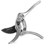 GRÜNTEK Gartenschere SILBERSCHNITT, edles geschmiedetes Vollmetall-Design, mit 2 Federn, Professionelle Bypass Garten-Schere, Baumschere, Rosenschere, Ergo-Griffe