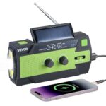 VEVOR Notfall Wetterradio Kurbelradio 4000 mAh Akku, FM/AM/WB/NOAA-Alarm, Solar-Notfallradio mit USB-Ladekabel & SOS-Alarm & Taschenlampe, SOS für Camping Notladung von Smartphone Grün