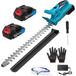 Akku-Heckenschere für Makita Akkus,Elektrische Heckenschere mit 2 * 2000mAh Akku und Ladegerät,51 cm Schnittlänge, 15 mm Zahnabstand Dual Schnittklingen,Heckenschere Akku für Hecken und Sträucher