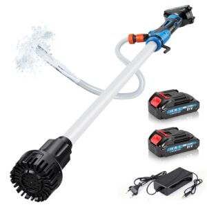 Akku Regenfasspumpe Wasserpumpe 21V, Kabellose Tauchdruckpumpe | Max. Förderleistung 3000 L/h | Förderhöhe 10 m | Tragbare 2.9kg | mit 2x2.0 Ah Akkus | Kompatibel mit Makita Akku 18V (Blau)