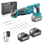 Säbelsäge Akku 21V, 3500 SPM Bürstenlosem Motor, Akku Säbelsäge mit 2x 4.0Ah Akku und Ladegerät & 8 Sägeblätter zum Schneiden von PVC, Holz, Metall