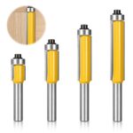 4 Stück Bündigfräser Kugellager Oben, Bündigfräser 8mm Schaft, Ent Bündigfräser, Kanten Kopierfräser mit Kugellager, Nutfräser Bündigfräser Set Holzbearbeitungs Schneidwerkzeug für Holz