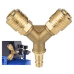 Druckluftverteiler, Kompressorschlauch 2-Wege-Schnellkupplung, Druckluft-Schnellkupplungen mit 1/4-Zoll-Anschlüssen, aus rostfreiem Messing, einfach zu bedienen, Druckluftanschluss