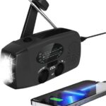 Solar Radio, Tragbar Kurbelradio Dynamo Radio mit AM/FM, Notfall Radio mit Kurbel, 2000mAh Wiederaufladbare Powerbank,LED Taschenlampe,USB-Handy-Lader für Camping Ourdoor schwarz