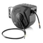 STAHLWERK Druckluft-Schlauchtrommel 10 + 1 m mit Aufroll-Automatik (erhältlich in 10 m, 20 m, 30 m) – bis 8 Bar Standard-Schnellkupplung, Snap-Funktion, robustes Kunststoffgehäuse mit Wandmontage-Set