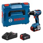 Bosch Professional 18V System Akku-Bohrschrauber GSR 18V-65 (bürstenloser Motor, Kopflänge 166, inkl. 2x Akku GBA 18V 5.0Ah, Ladegerät GAL 18V-40, L-BOXX)