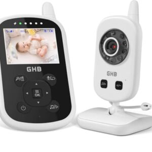 GHB Babyphone mit Kamera Video Baby Monitor 2,4 GHz Gegensprechfunktion ECO Modus Lange Akkulaufzeit Nachtsicht Temperatursensor Schlaflieder